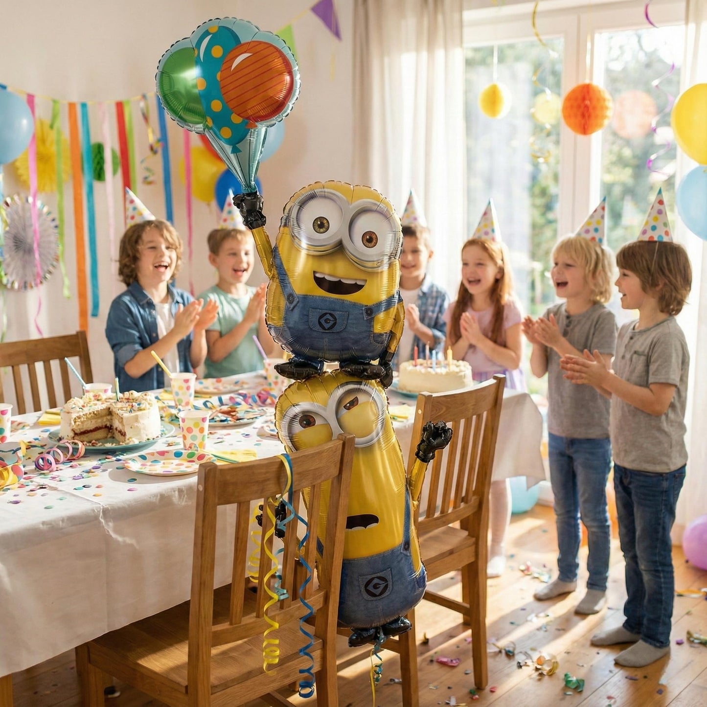 Anagram Minions Stacker Balloon - 61" Rubber - Blue, Yellow, Orange, White - Model 10118429
