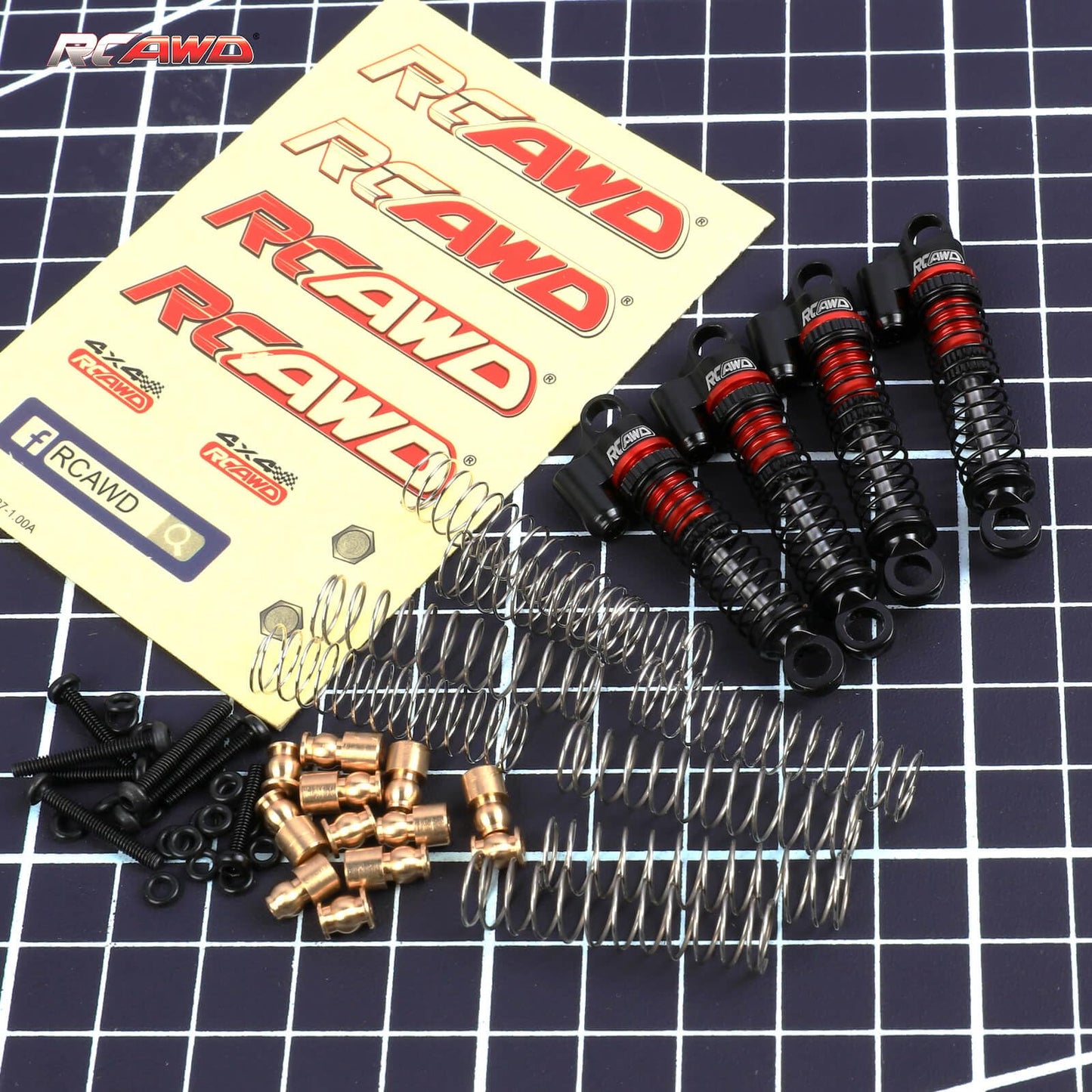 RCAWD Upgrades for Hobby Plus CR-18P Rock Van, T-Hunter, Trail Hunter Shock Absorber Parts, Aluminum Front Rear RC Shocks Damper