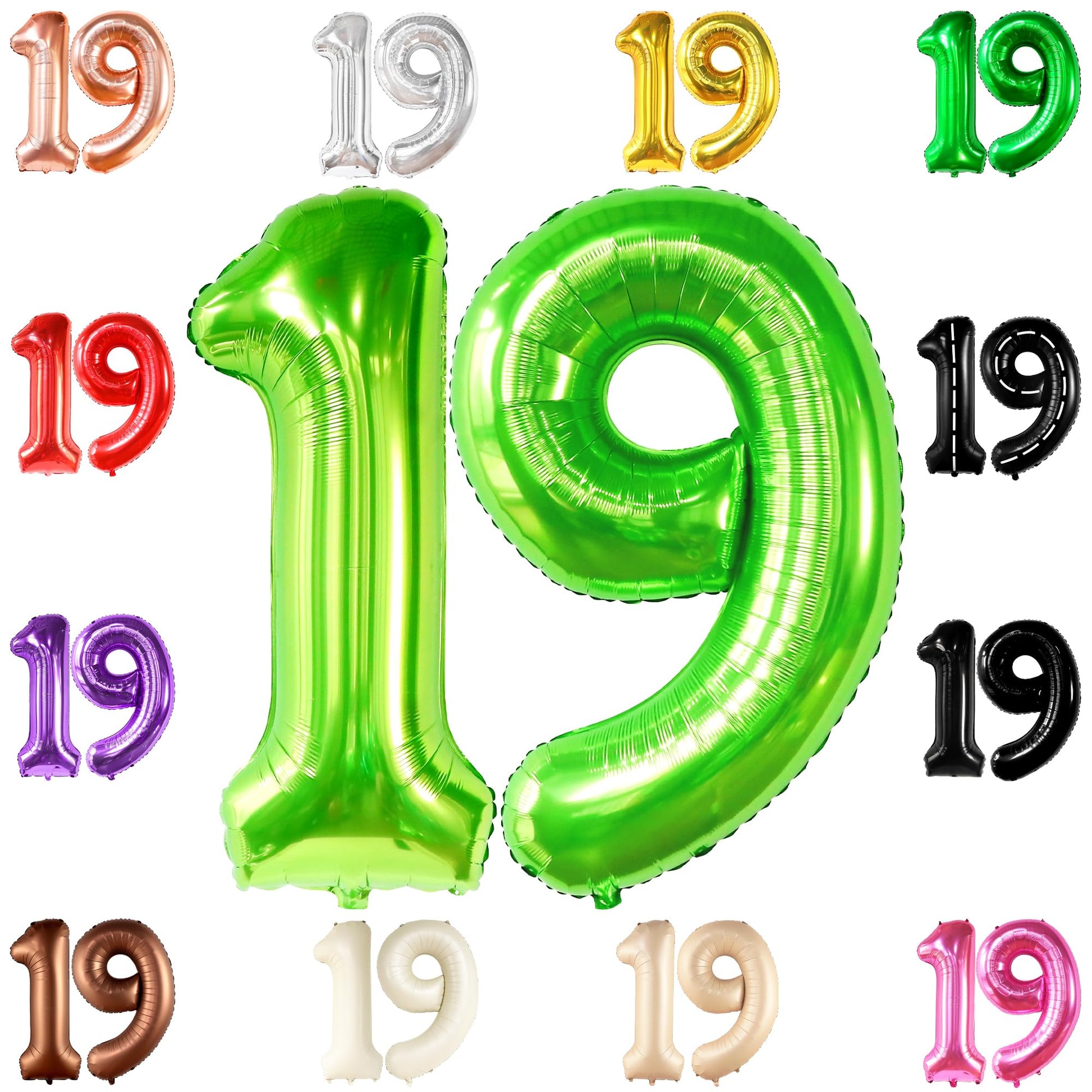 Katchon, Giant 19 Birthday Balloons Green - 40 Inch | 19 Balloons For 19Th Birthday Decorations | Green 19 Balloon Number | 19Th Birthday Balloons For 19 Year Old Birthday Party Decorations