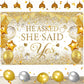 Gold Engagement Party Decorations White Gold Engagement Banner Backdrop He Asked She Said Yes Banner Decorations Wedding Banner 