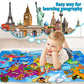 Taika World Felt Set, Felt World Map with World Famous Sights, Educational Play Mat Flannel Board Set, 43x28 inch Preschool Lear