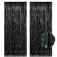 2 Pack 3.2ft x 8.2ft Black Tinsel Foil Fringe Curtain, Sparkle Metallic Foil Backdrop for Party Photo Booth Props New Years Eve 