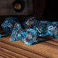 UDIXI 7PCS Polyhedral Dice Set D&D Filled with Rudder, Blue DND Dice with White Floating Silk for Dungeons and Dragons RPG MTG a