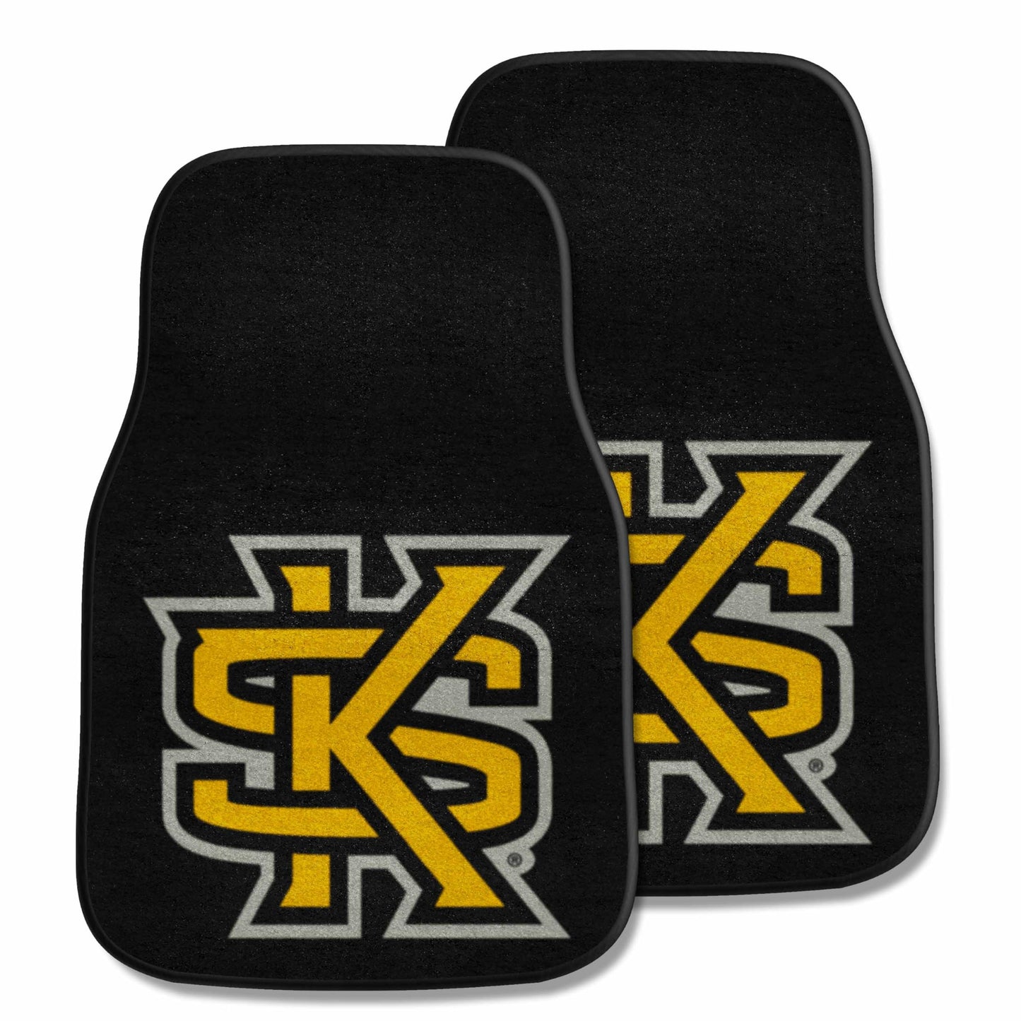 FANMATS 18660 Kennesaw State Owls Front 2-Piece Team Logo Carpet Car Mat Set, Front Row Automotive Floor Mats, Non-Slip Backing,