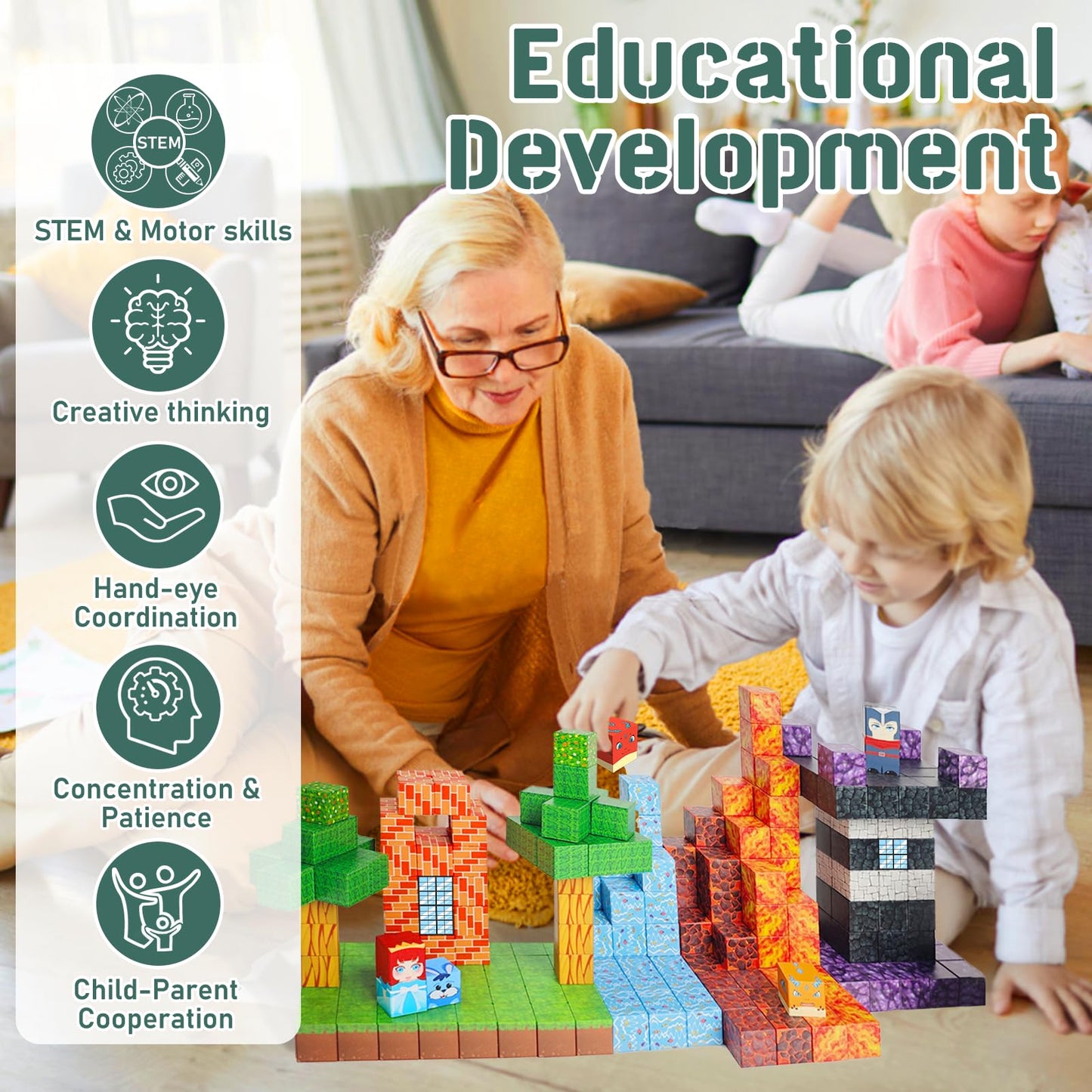 Nvdilo 100Pcs Magnetic Blocks -Adventure At Sea World Blocks Set - Magnetic Cubes Building Blocks Toys For Halloween Christmas B