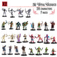 56 Fantasy Mini Figures- All Unique Designs- 1'' Hex-Sized Compatible With Dnd Dungeons And Dragons & Pathfinder And Rpg Tableto