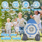 Bubble Machine Blower Blaster Lawn Mower Maker Blue Toy Fun Portable Handheld Operate Automatic Battery Electric Outdoor Summer