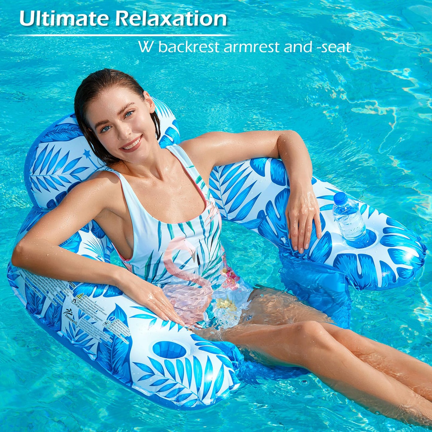 Jasonwell Inflatable Pool Float Chair - Luxury Pool Lounger With Cup Holder, Perfect For Relaxing In The Swimming Pool