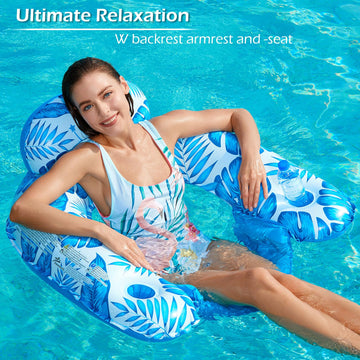 Jasonwell Inflatable Pool Float Chair - Luxury Pool Lounger With Cup Holder, Perfect For Relaxing In The Swimming Pool