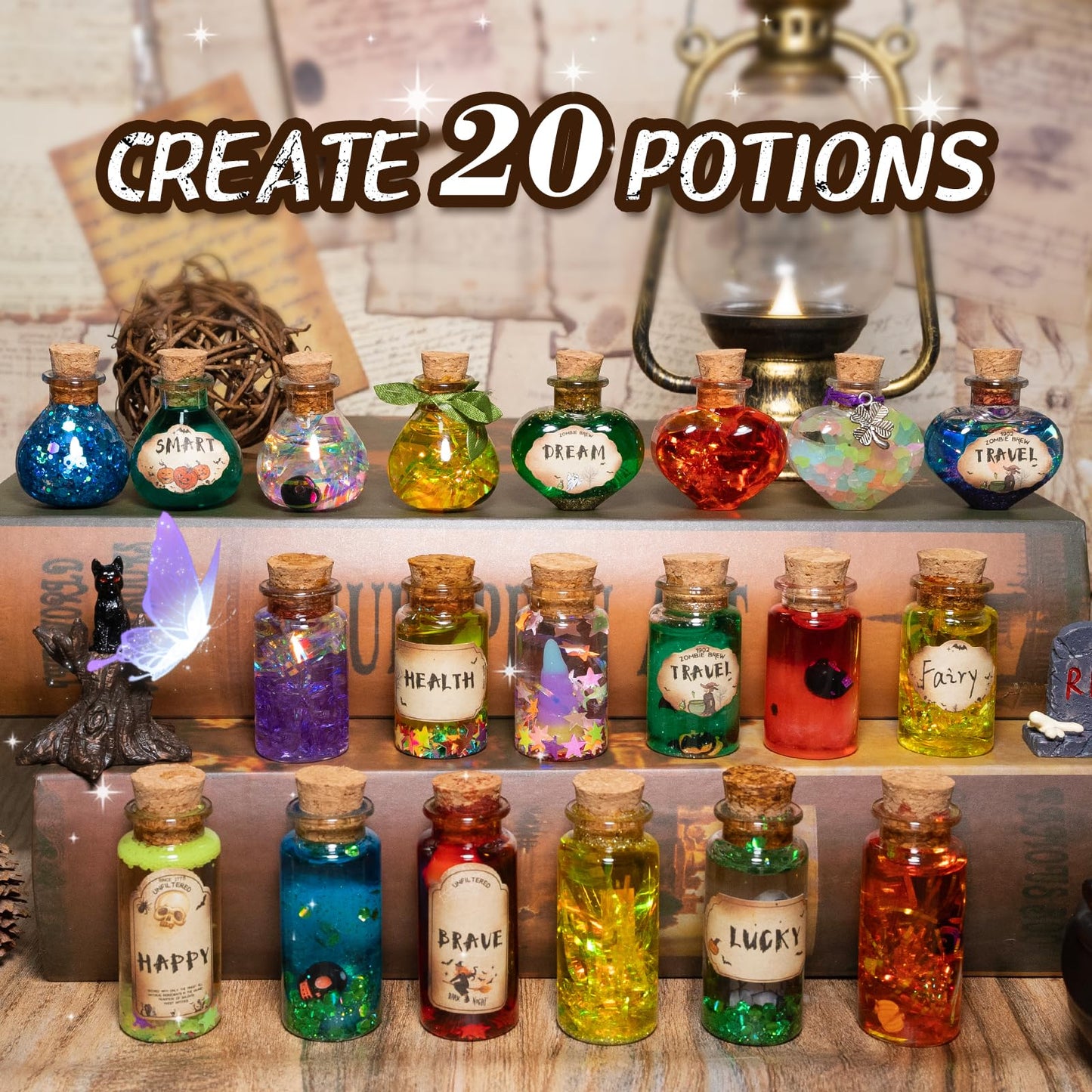 Ldomet Magic Potions Kit For Kids - Mix 20 Fairy Dust Potion Bottles, Halloween Christmas Party Decorations, Creative Gift Craft