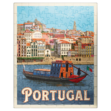 MyPuzzle Portugal: Porto District  Vintage Poster - enhanced 100 Piece Jigsaw Puzzle for mature-themeds