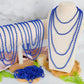 100 Pcs Blue Mardi Gras Beads Necklaces, 33'' Metallic Patriotic Carnival Beaded, 4Th Of July Costume Necklaces Bulk, Mardi Gras