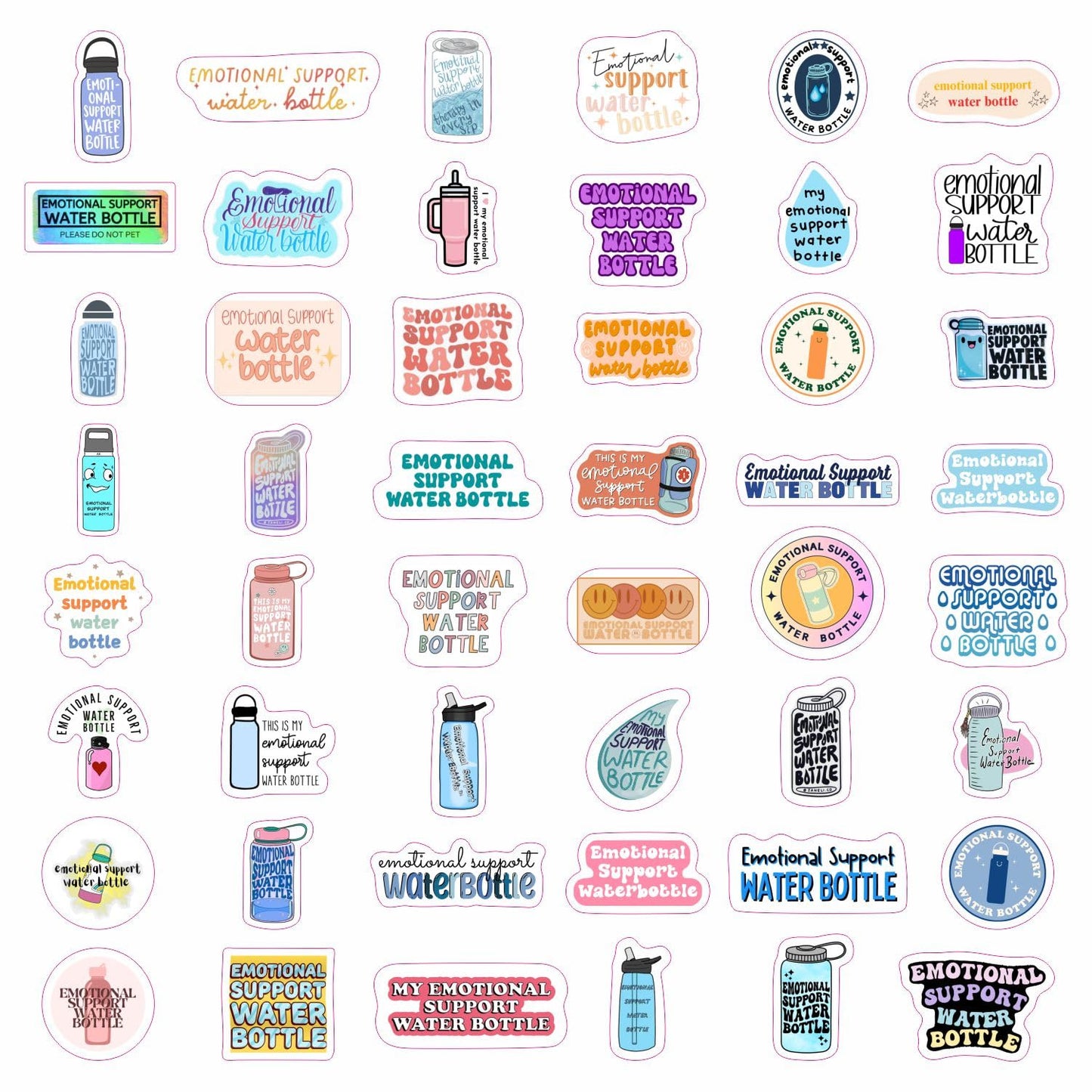 Emotional Support Water Bottle Stickers, Emotional Support Water Bottle Gifts