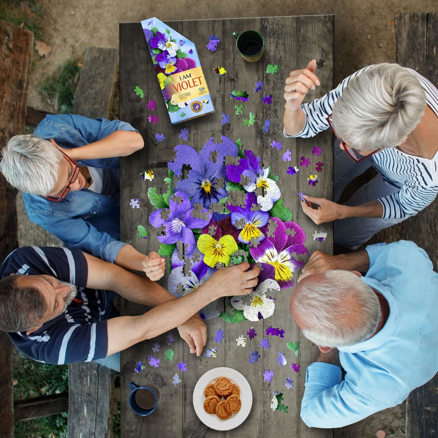 Madd Capp: I Am Violet - 350 Piece Jigsaw Puzzle - 8006 - Ages 10+, Unique Floral-Shaped Border, Challenging Random Cut, Include