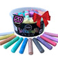 Loddie Doddie - 50ct Bucket of Sidewalk Chalk - 12 Unique Colors- Long lasting Non-Toxic Jumbo Sticks - Reusable Bucket for Hour
