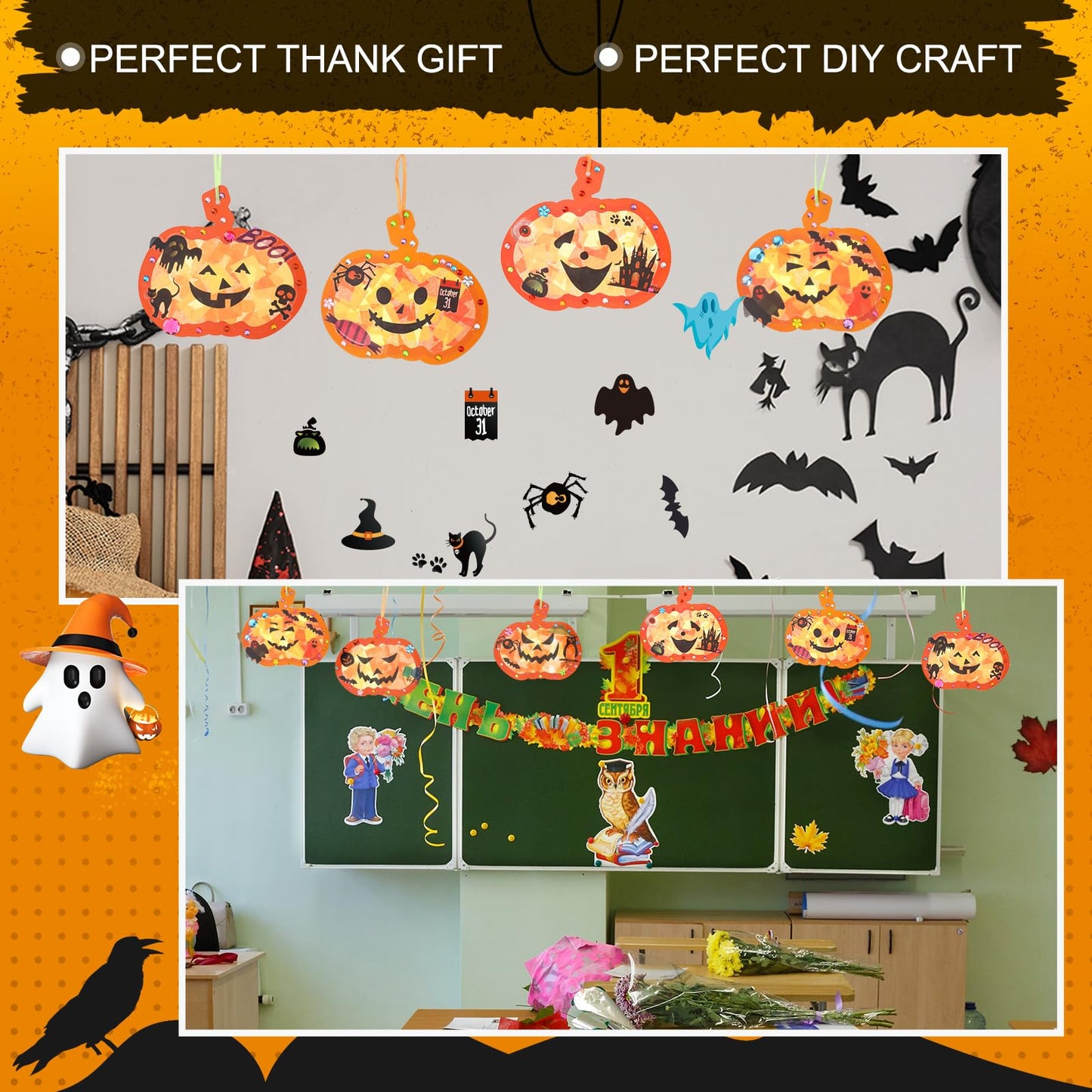 25 Sets Thanksgiving Pumpkin Tissue Paper Crafts Thanksgiving DIY Art and Craft Kits with Stickers Make Your Own Pumpkin Hanging