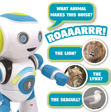 Lexibook - Powerman Jr. Smart Interactive Toy That Reads In The Mind Toy For Kids Dancing Plays Music Animal Quiz Stem Programmable Remote Control Boy Robot Junior Green/Blue - Rob20En