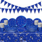 123 Pcs Western Cowboy Party Decoration Include 1 Plastic Paisley Print Tablecloth 2 Bandana Pennant Banner 60 Disposable Paper