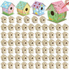 DoubleFill 30 Pcs Wooden Bird Houses Bulk for Kids Unfinished Wood Birdhouses for Children Wood Craft Project Kits for DIY Woode