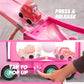 VROOMIX 3-Layer Extra Large Princess Pink Truck Toys for Girls, 7-in-1 Big Transport Vehicle Carrier Truck with Directional Trac