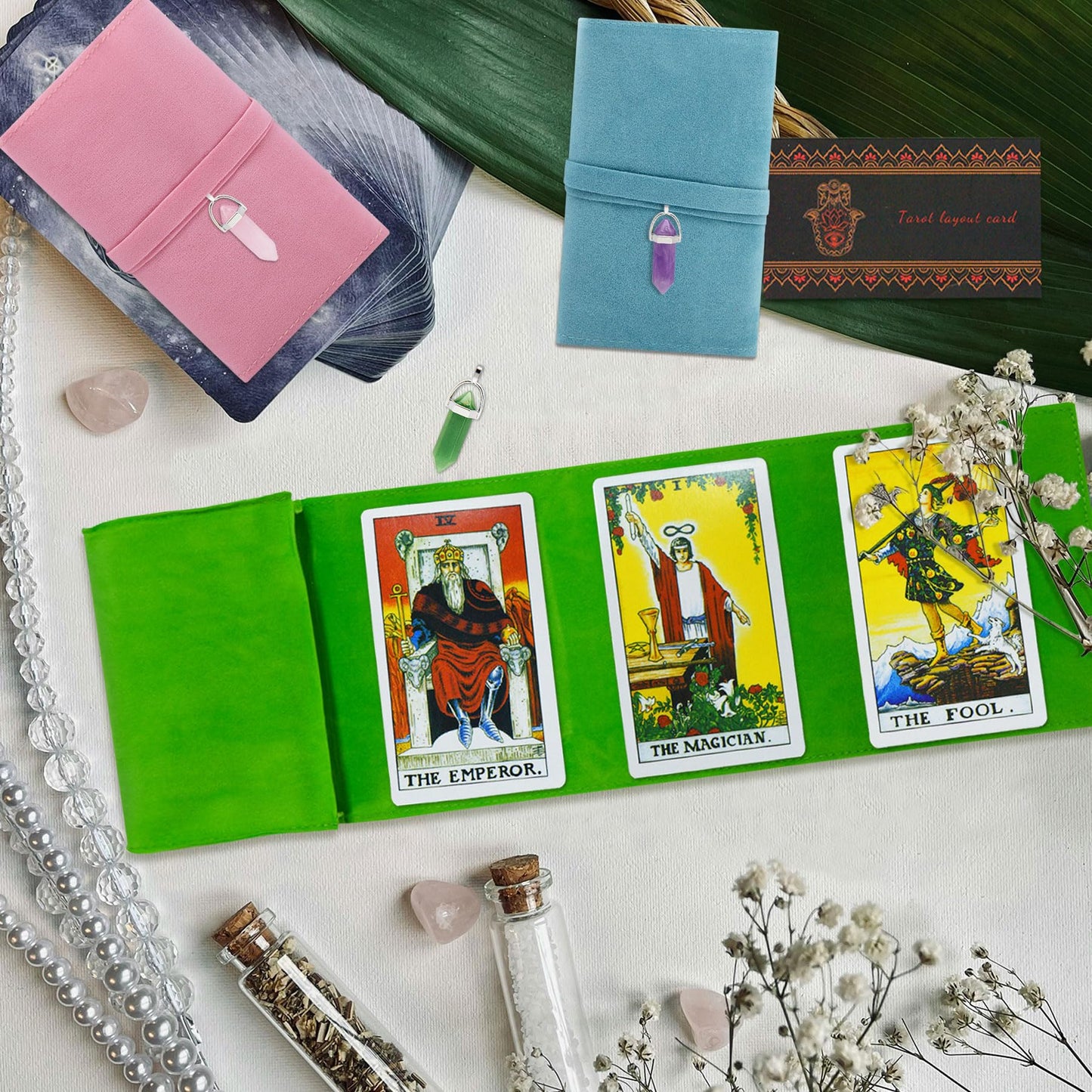 Knana 6Pcs Tarot Card Holder Velvet Tarot Card Bag With Pendulum Crystal Tarot Bags And Pouches Tarot Card Storage Tarot Accesso