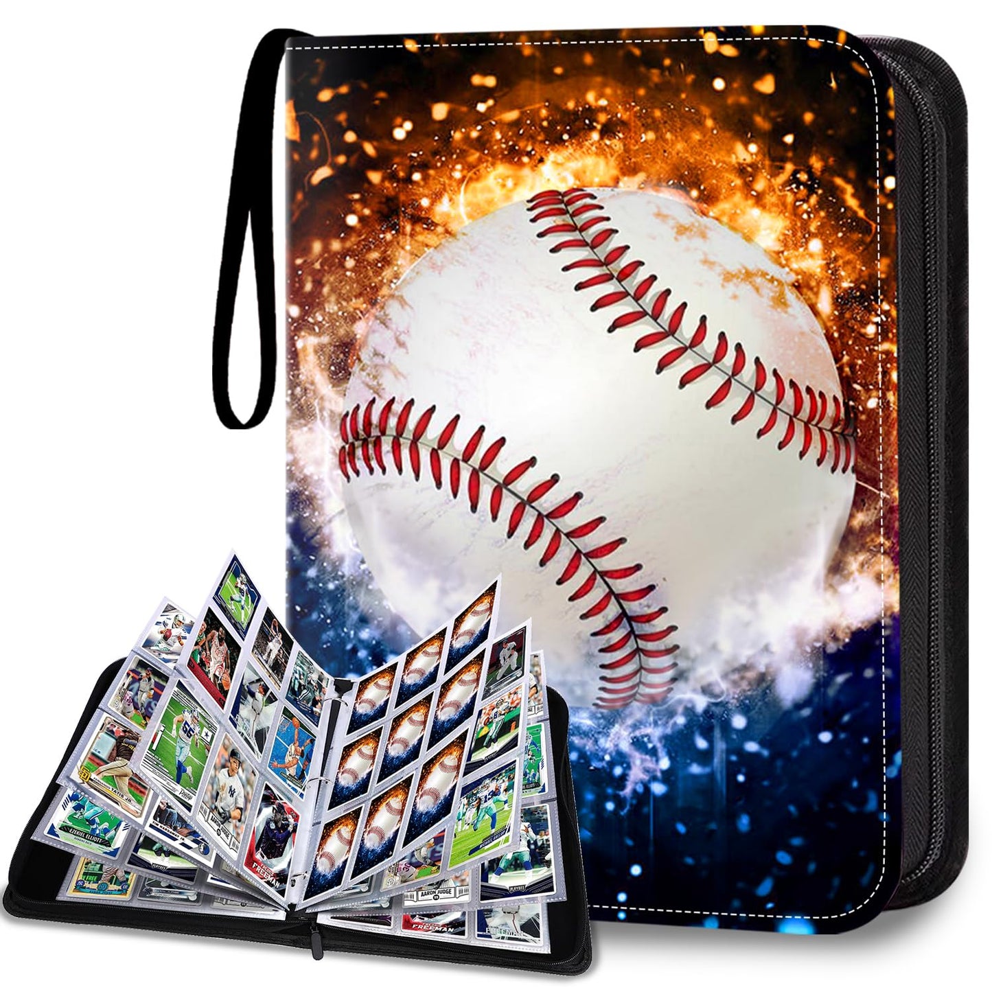 Hesplus 900 Pockets Baseball Card Binder, Baseball Trading Cards Display Case With Baseball Card Sleeves Card Holder Protectors
