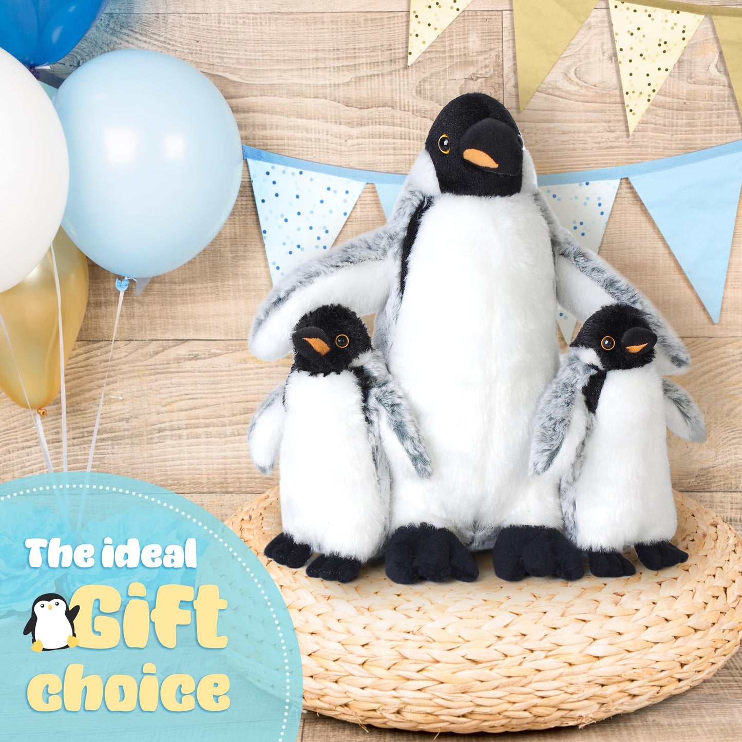 3 Pieces Plush Penguin Set, Mom And Babies, Stuffed Animal Toy Gifts For Kids
