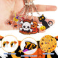 Kigeli 60 Pcs Halloween Keychain Party Favors Horror Keychain Bulk Ghost Bat Cat Pumpkin Skeletons Keychain Halloween Hanging Ke