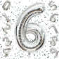 Flyloons 6 number Silver Foil Balloon 16 inch Size Birthday Decoration Items | 6th Year Balloons | Six