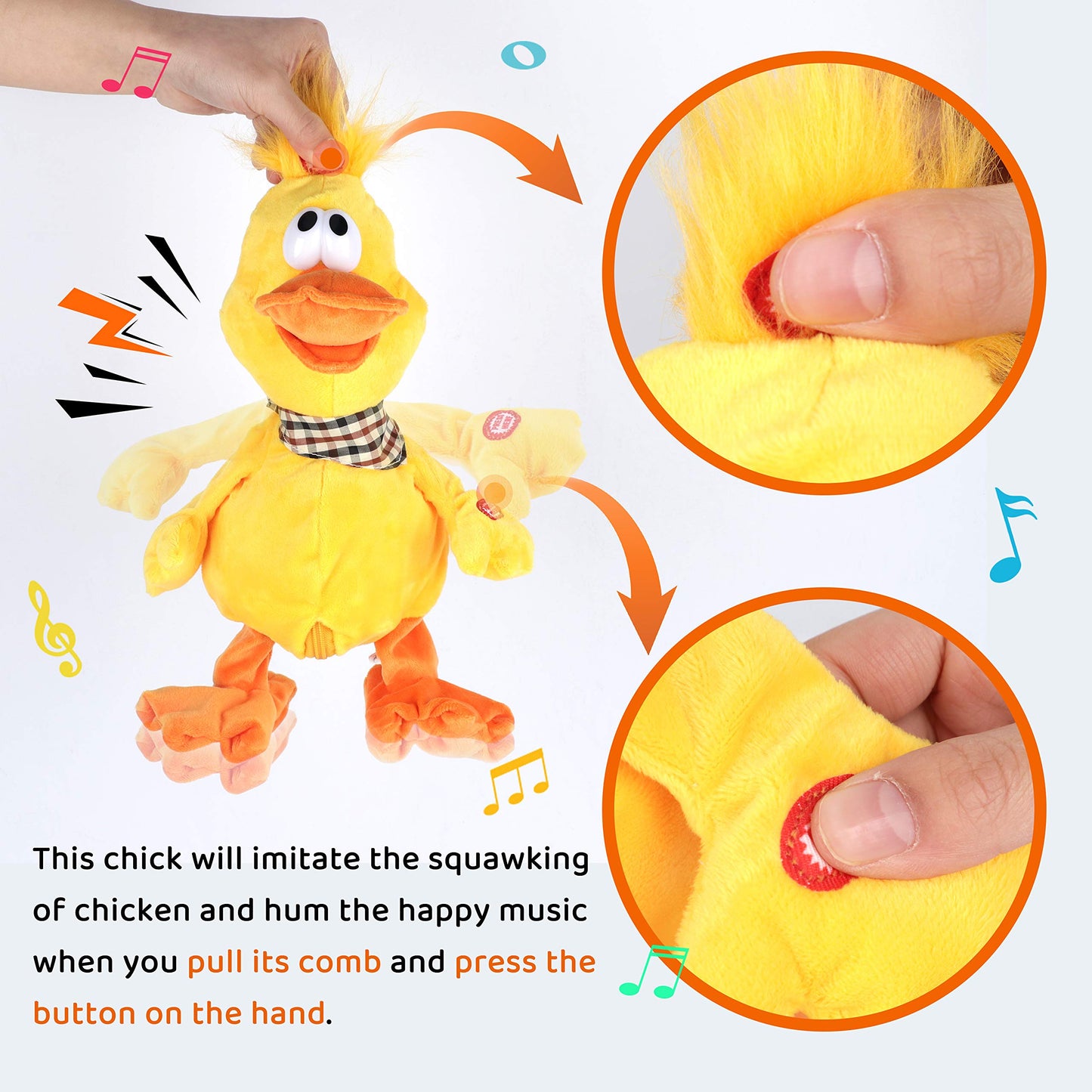 Cuteoy 13' Quacking Duck Musical Stuffed Animal Plushies Walking Singing Waving Electronic Interactive Plush Toy For Kids Boys Easter
