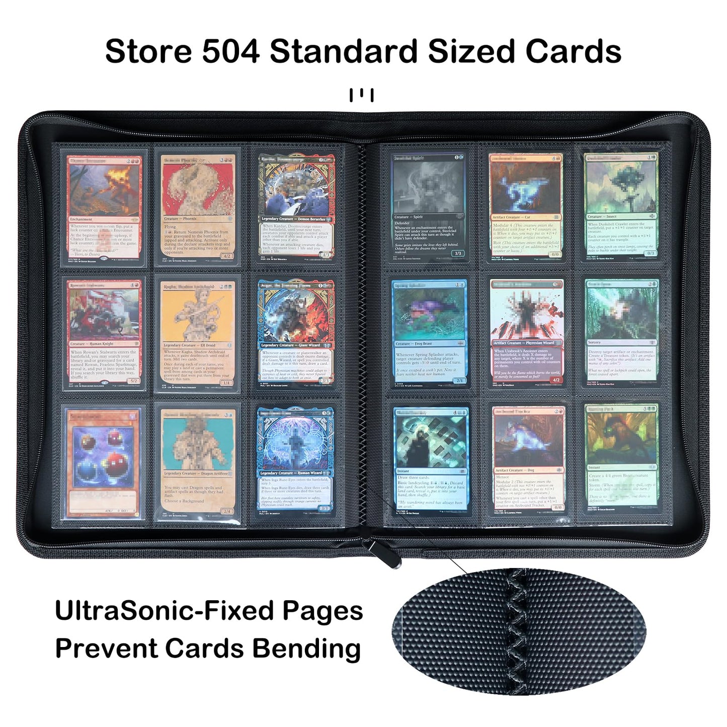 Rayvol enhanced 9-Pocket 504 Card Binder  Ringless Trading Card Album Folder - Side Loading Black Page Pocket Binder for TCG -Forest Green