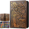 JiaoJiRen 9 Pockets Trading Card Binder-Holds 360 Cards Pockets Album 3D Leather Dragon Double Sided Pocket Collection Zipper Binder for MTG TCG Game Sports Cards (Red Copper)