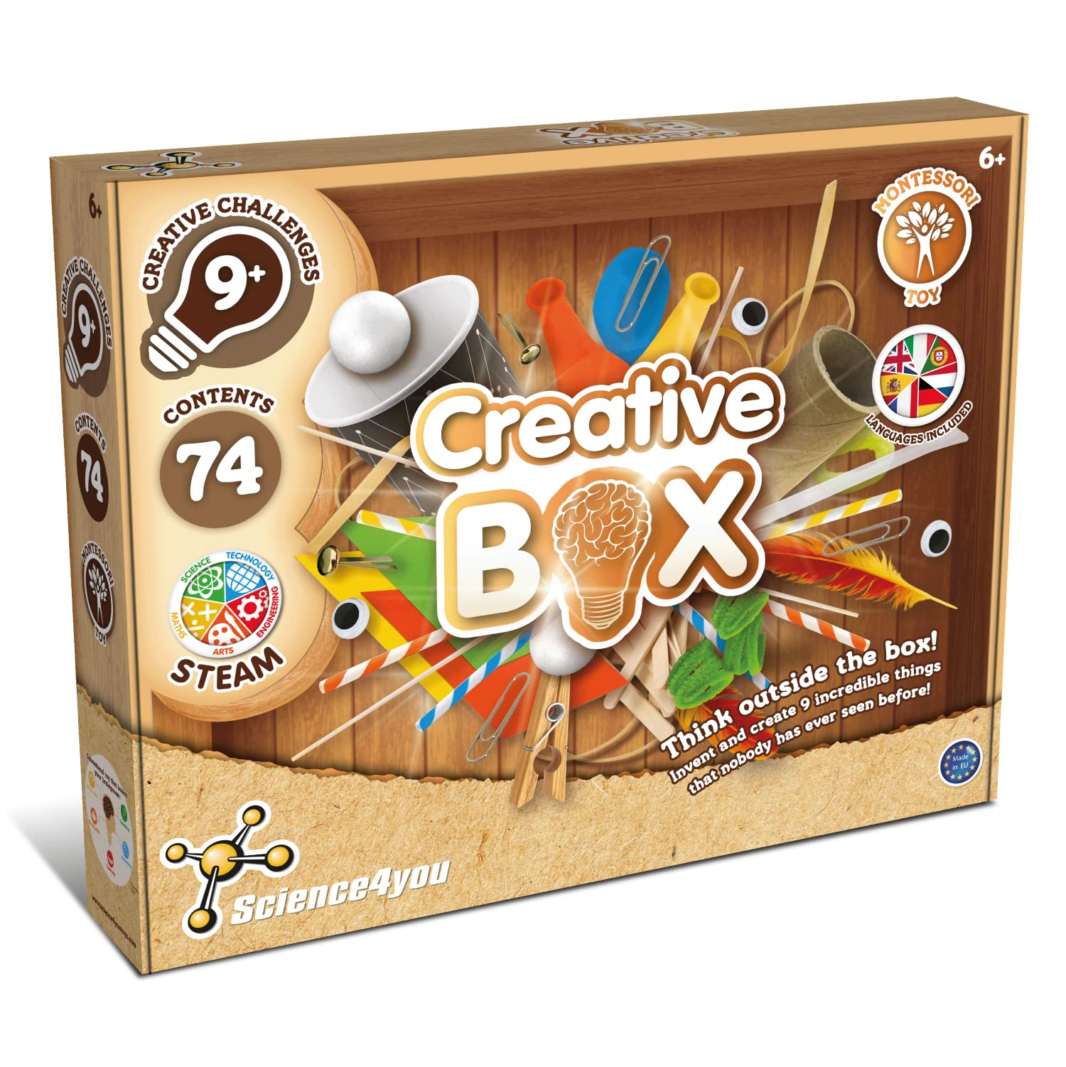 Science4You Creative Box - Montessori Learning Activities + 9 Creative Kids´ Games + 74 Contents, Montessori Sensory Toys For Kids, Stem And Asmr Gifts, Arts, Crafts For Boys And Girls Ages 6-8+