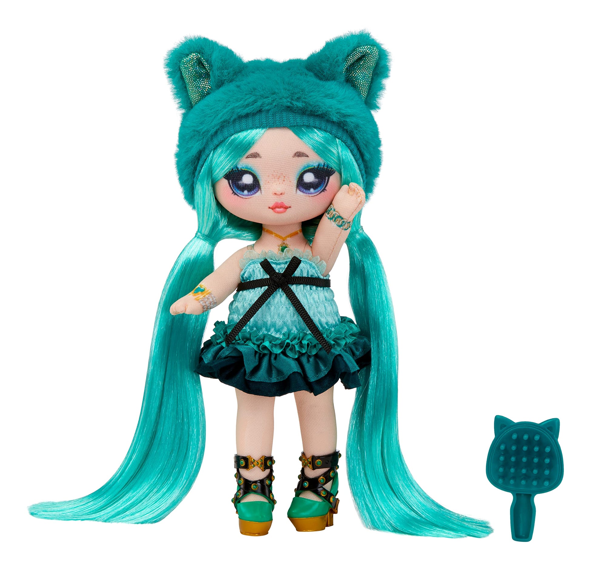 Na! Na! Na! Surprise Sweetest Gems™ Emery Moss 7.5' Fashion Doll Emerald Birthstone Inspired With Teal Hair, Smocked Satin Dress & Brush, Poseable, Great Toy Gift For Girls Boys Ages 5 6 7 8+ Years