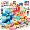 Vigorfun 100 Pcs Wooden Building Blocks Set - City Builder Stacking Toy With Storage Bag, Montessori Preschool Toys For Kids Tod