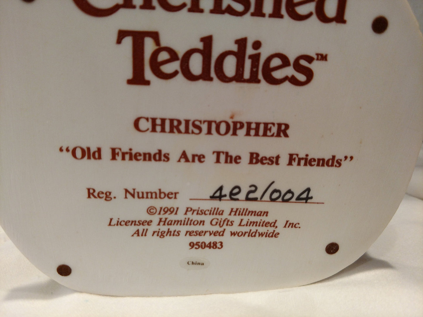 Cherished Teddies ''Christopher''--Old Friends Are The Best Friends