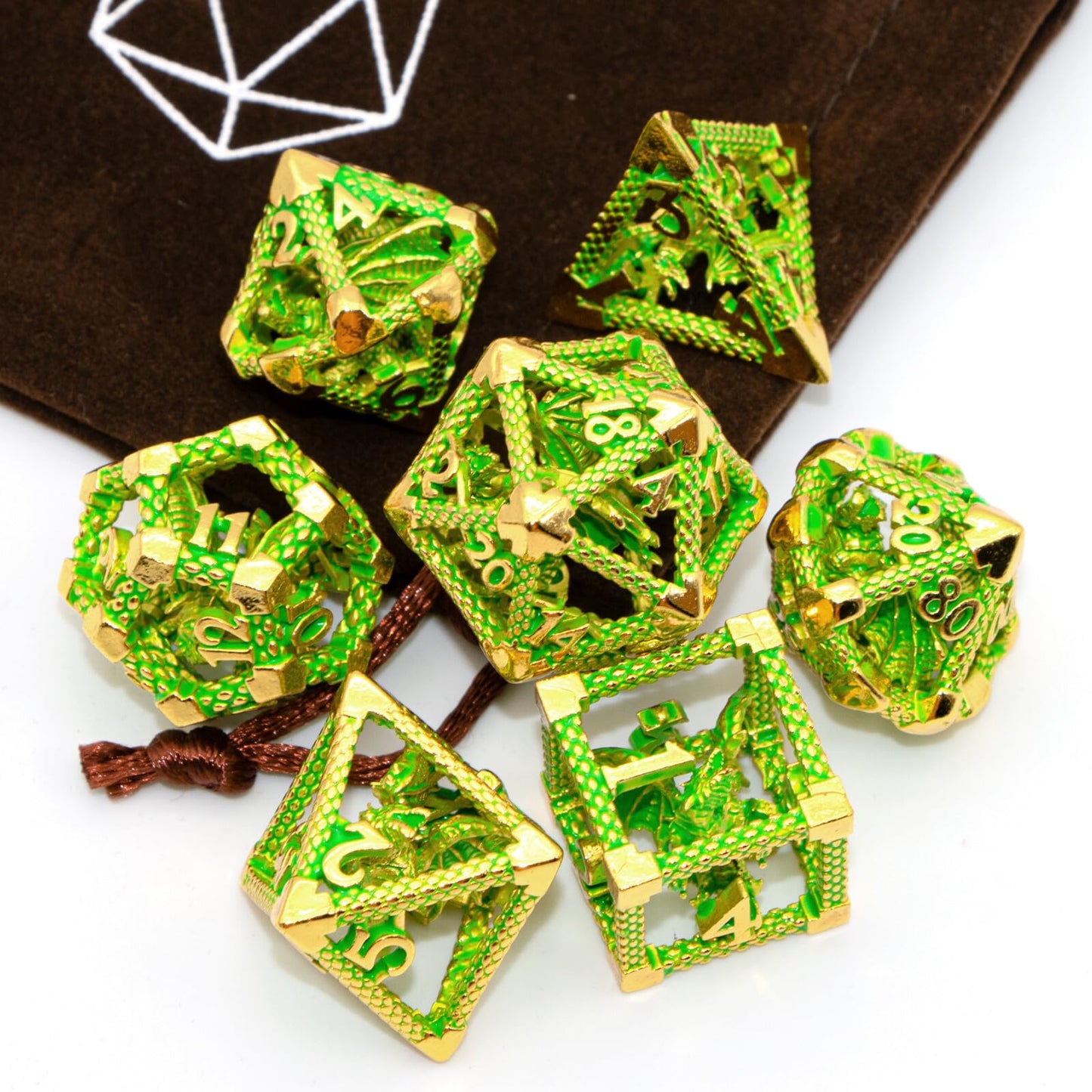 DND Dice,HNCCESG Metal D&D Dice of 7pc,Dungeons and Dragons Dice Set Polyhedral Dice Role Playing Dice Set Hollow Dice Gaming D