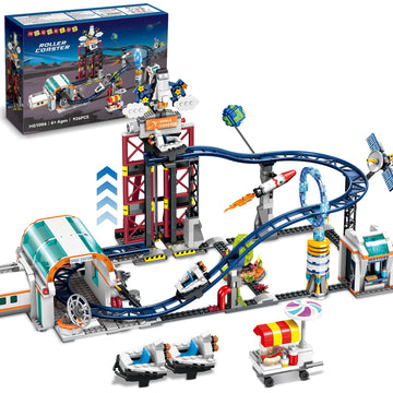 Hogokids Space Roller Coaster Building Toy - 926Pcs Coaster Building Set Features Lift Platform, Satellites, Rocket Buildable Space Rollercoaster Adventure Park For Adults Kids Girl Boy Ages 6-12 Year