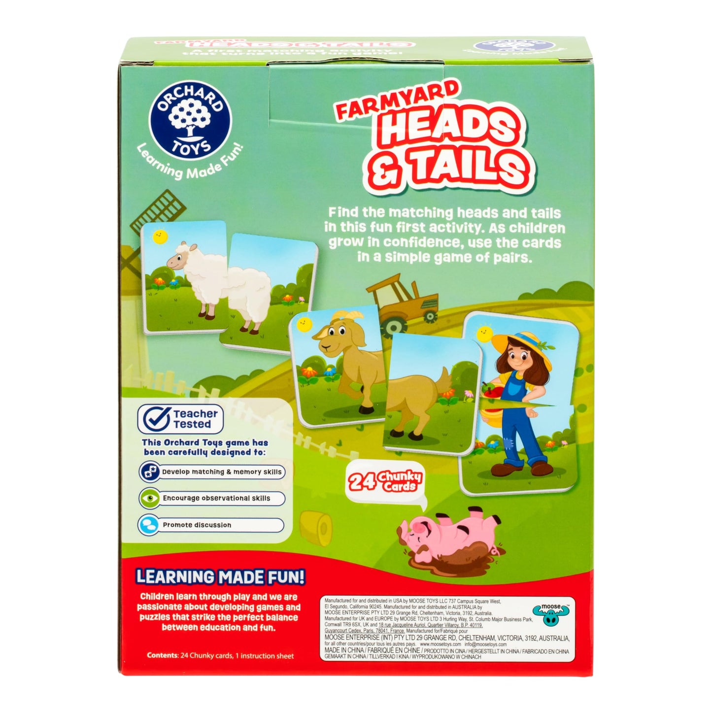 ORCHARD TOYS Farmyard Heads & Tails Game - 24 Chunky Cards, Ages 18 Months+, Multicolor, Model 91054