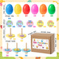 Beyumi Easter Wooden Spinning Tops - 30Pcs Plastic Colorful Easter Eggs Filled With Wooden Spinning Tops Present For Egg Hunt Ba