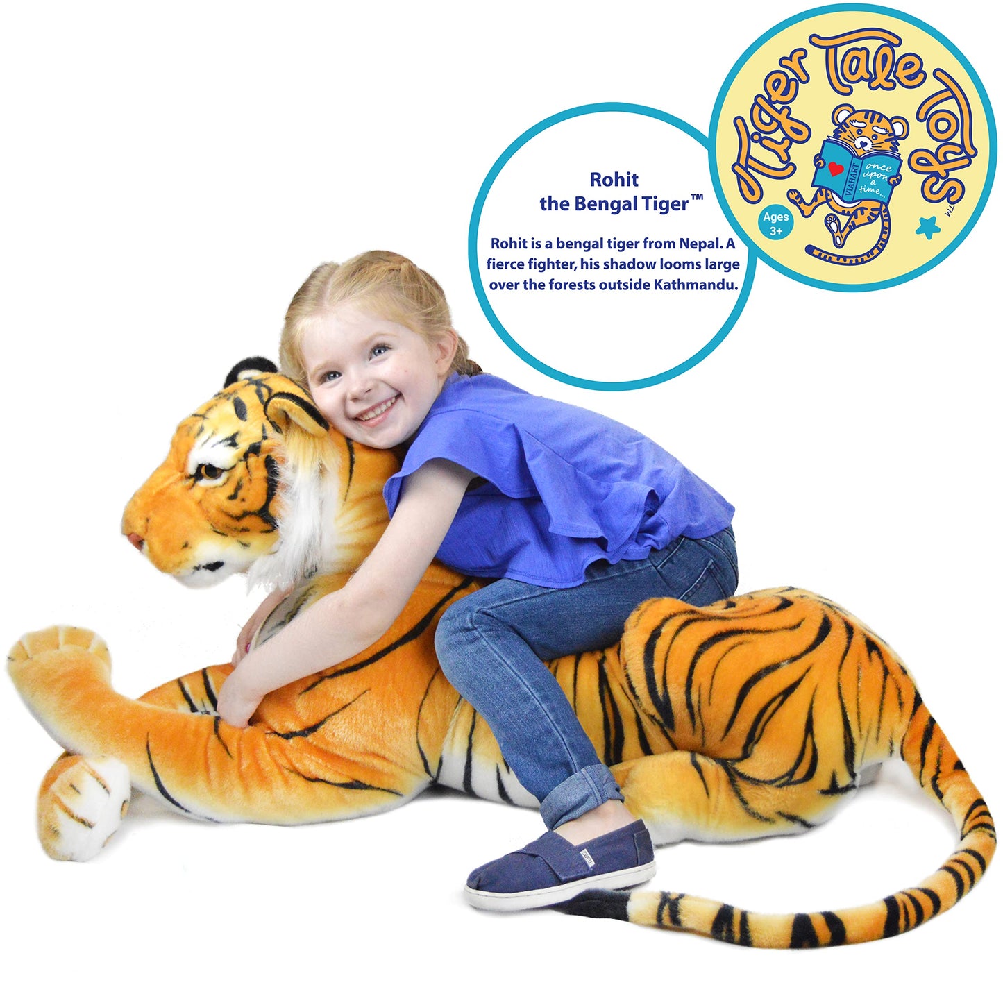 Viahart Rohit The Orange Bengal Tiger - 46 Inch (Tail Measurement Not Included) Big Stuffed Animal Plush Cat - By Tigerhart Toys