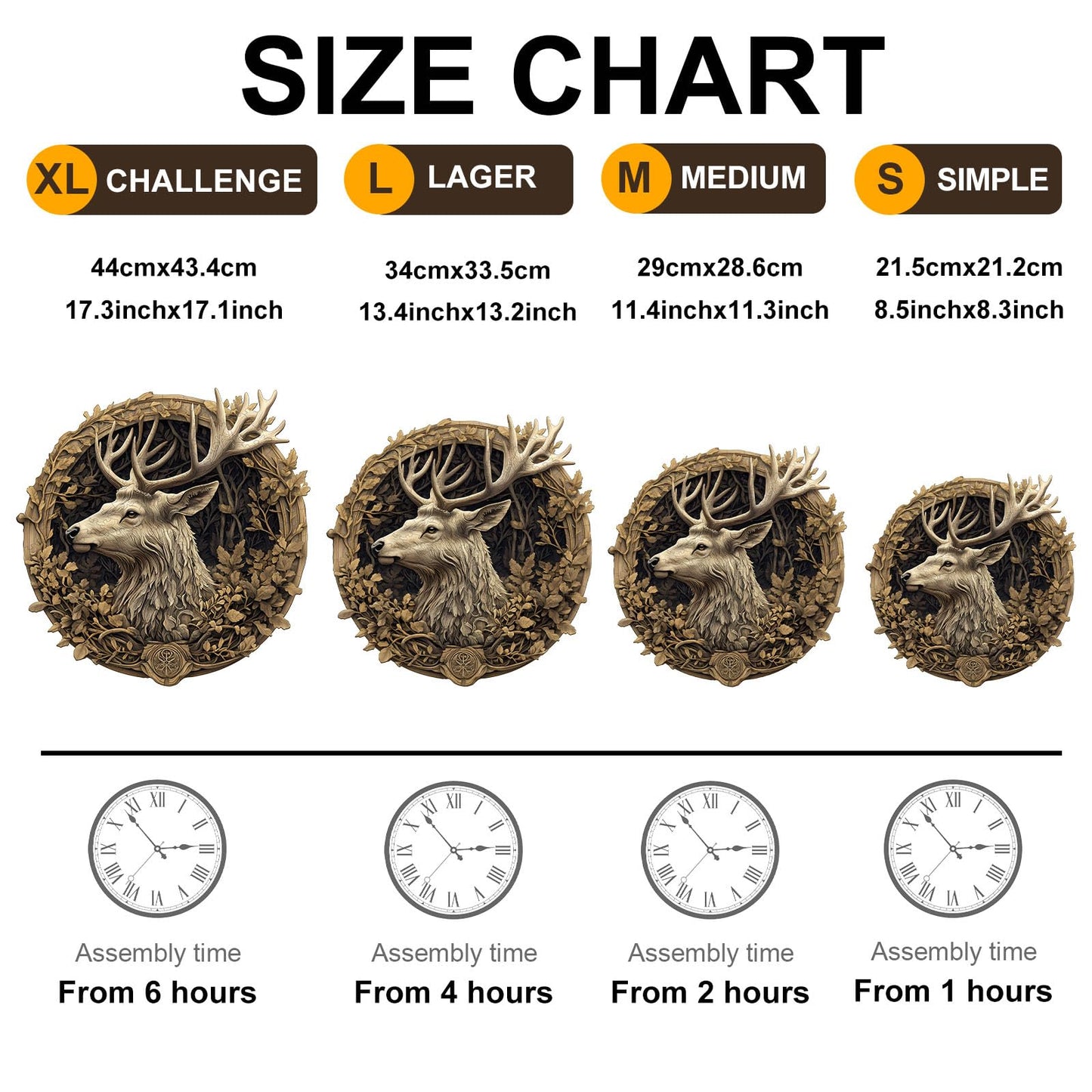 Wooden Puzzles for mature-themeds  Deer Wooden Jigsaw Puzzles Unique Shape Advanced Wood Puzzle mature-themed  3D Vision Effect Flat Puzzle Fathers Birthday Family Game (13.4 * 13.2in 295pcs)