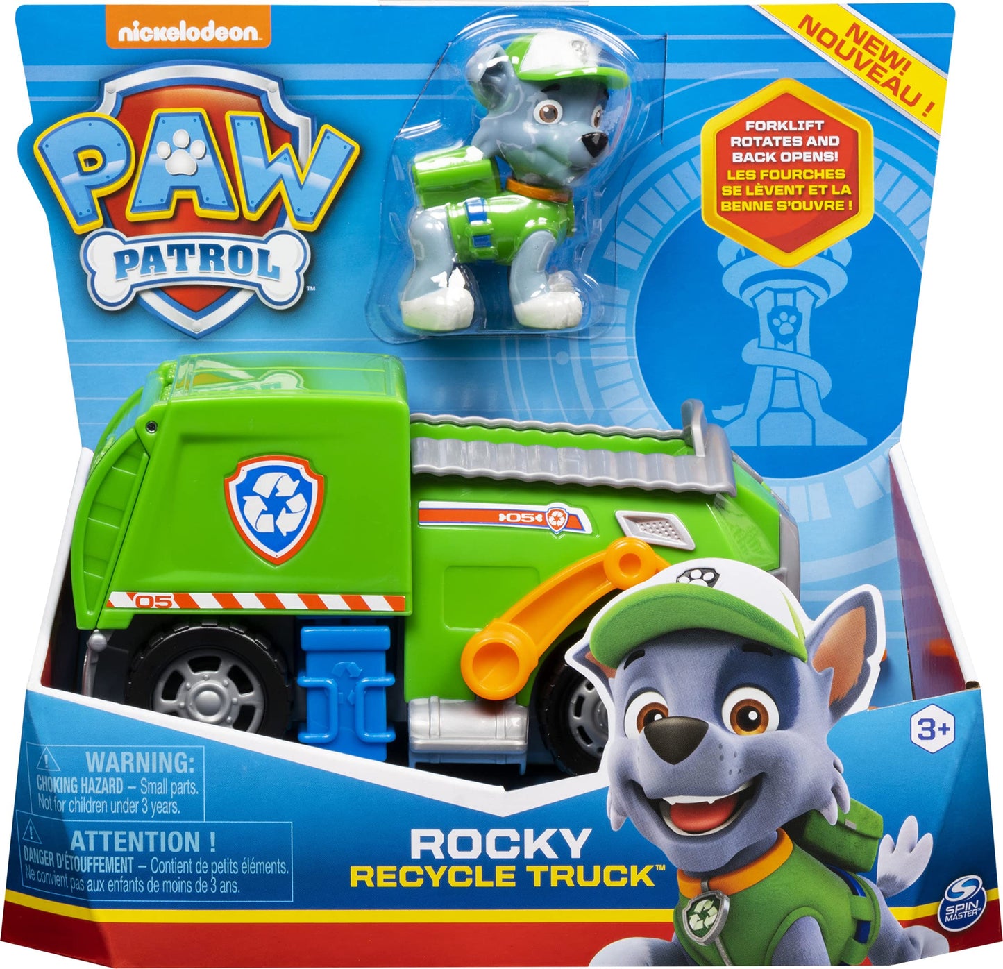 Paw Patrol Rocky’s Recycle Truck Vehicle with Collectible Figure, Multicolor, Plastic, Model 20114312, for Kids 3+