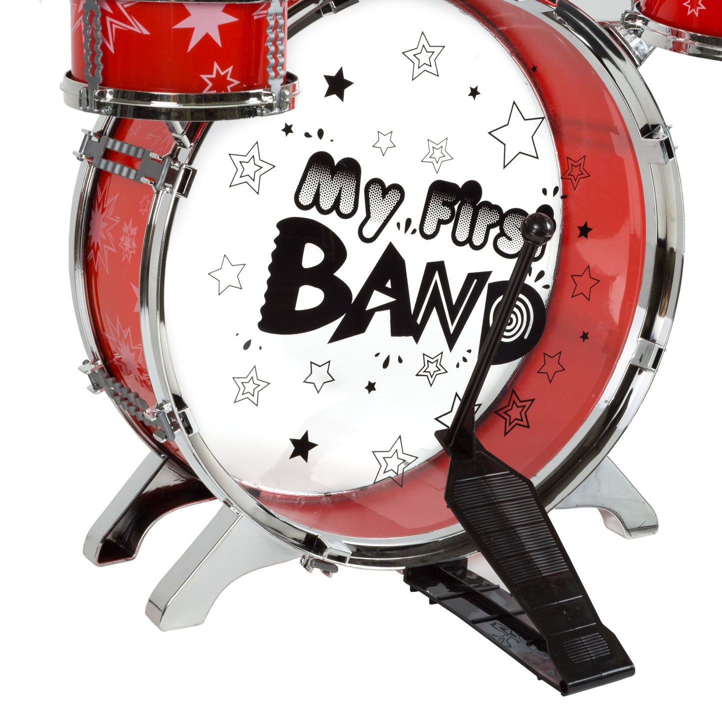 Toy Drum Set For Kids, 7 Piece Set With Bass Drum With Foot Pedal, Tom Drums, Cymbal, Stool And Drumsticks For Toddlers, Boys An