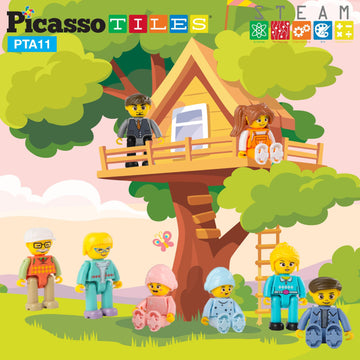 Picasso Toys Magnetic Action Figures 8 Piece Family Character For Construction Building Block Tiles Toddler Toy Set Magnet Expan