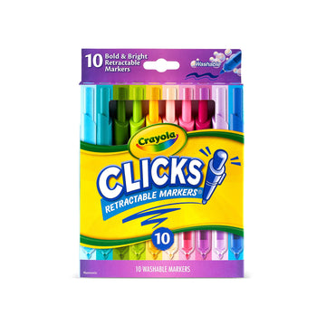Crayola Clicks Retractable Markers (10Ct), No Dry Washable Markers For Kids, Bold Colors, Click Markers For School, Easter Basket Stuffers & Gifts For Kids