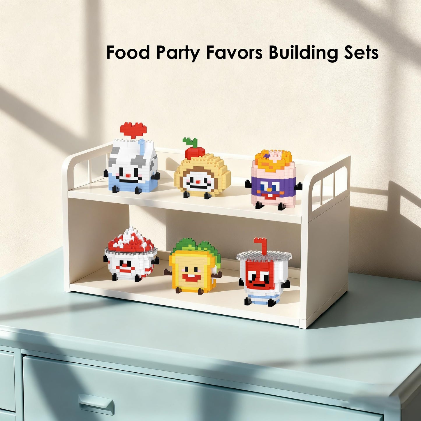 HIGH GODO Food Party Favors Building Set, Mini Food Building Blocks Model Kits, Goodie Bag Stuffers, Classroom Small Prize Toys