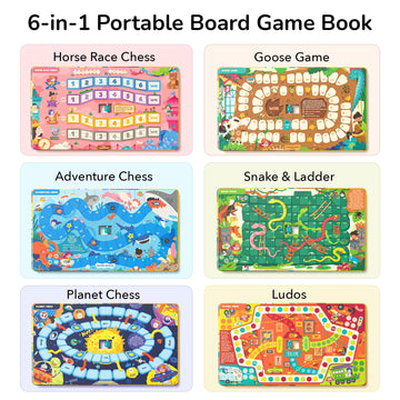 Mideer 6-In-1 Magnetic Board Game Set, Portable Board Game Book, Beginner Classic Board Games Chess Set For Kids, Travel Road Trip Game For Ages 3 4 5 6 - Museum Adventure