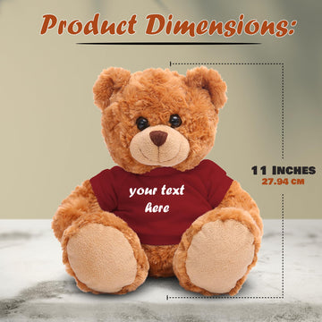 Plushland Teddy Bear 11 Inch, Stuffed Animal Personalized Gift - Great Present For Mothers Day, Valentine Day, Graduation, Birthday,Anniversary, Get Well,Christmas (Mocha Bear, Maroon)