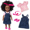 Ecore Fun 14.5' African Baby Girl Doll With Clothes Set - Washable Realistic Silicone Toy - Best Gift For Kids